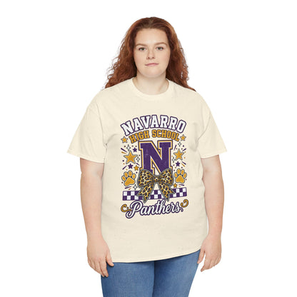 Navarro Panthers High School Tee — 'N' Leopard Ribbon Paw Print Design