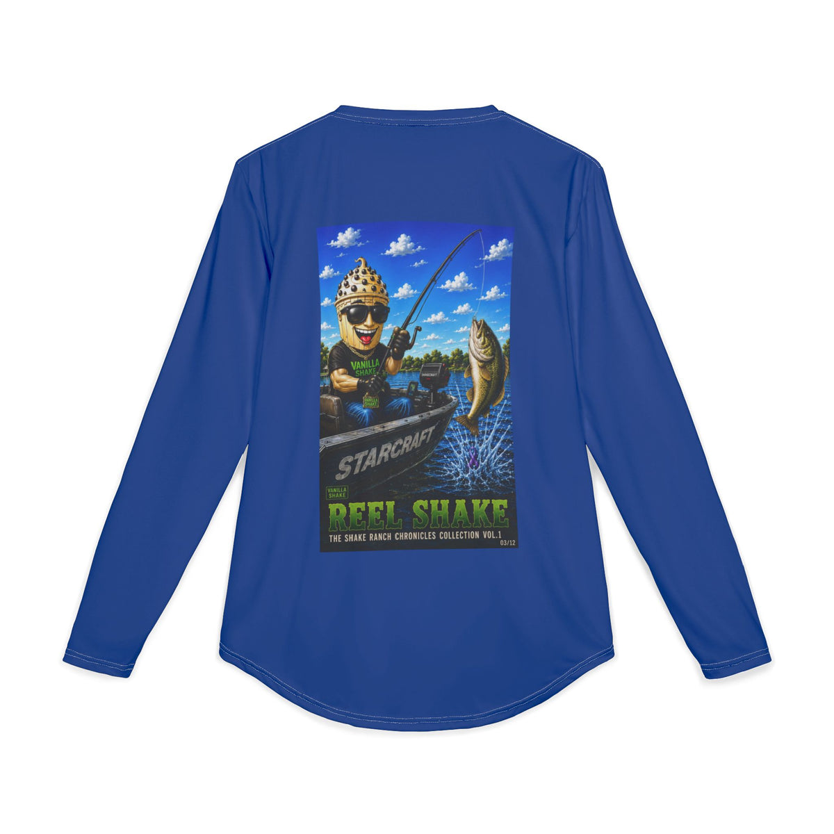 Reel Shake Dark Blue Men's UV Protection Long Sleeve Moisture Wicking Shirt-Sublimation.