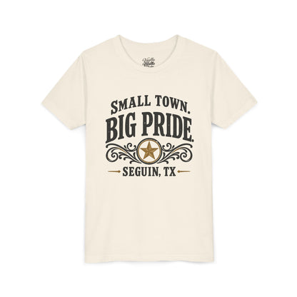 Youth Tee — "Small Town. Big Pride. Seguin, TX" Vintage Star