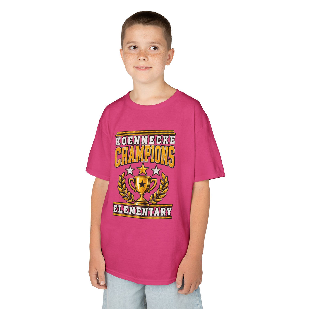 Koennecke Champions Elementary Kids T-Shirt — School Spirit Trophy Design
