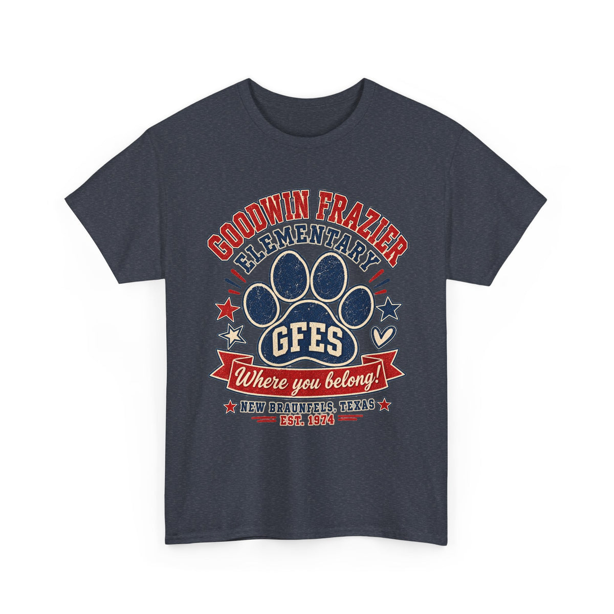 Goodwin Frazier Elementary GFES Paw Print T-Shirt — Where You Belong School Spirit Tee