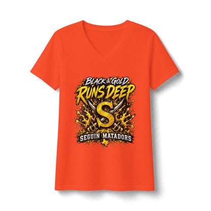 Seguin Matadors "Black & Gold Runs Deep" V-Neck Tee