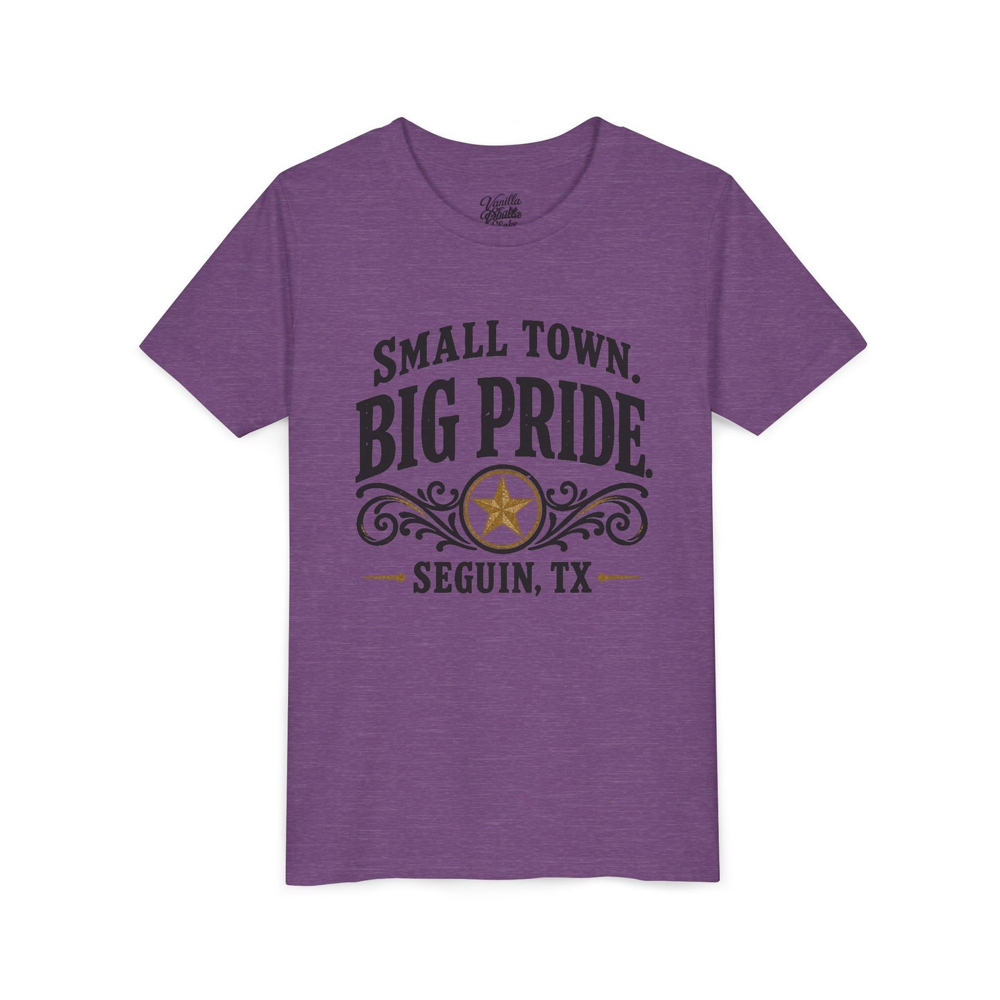 Youth Tee — "Small Town. Big Pride. Seguin, TX" Vintage Star
