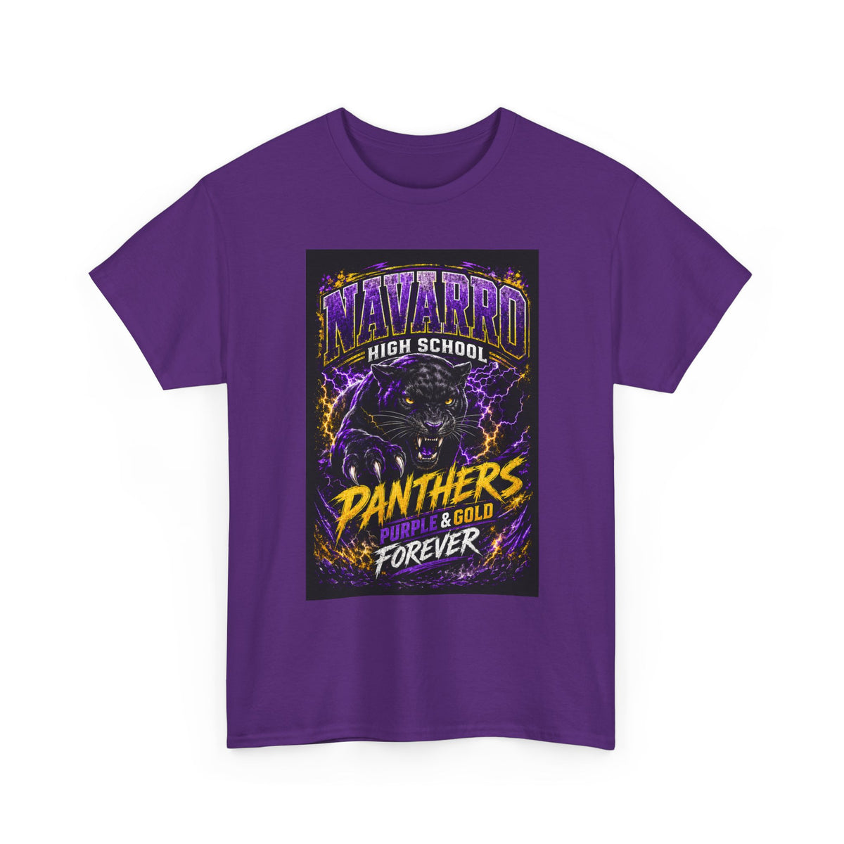 Navarro High Panthers T‑Shirt — Purple & Gold "Panthers Forever" School Spirit Tee