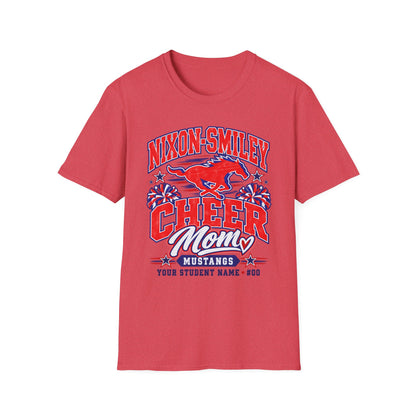 Nixon-Smiley Mustangs Cheer Mom T-Shirt — Personalized School Spirit Tee