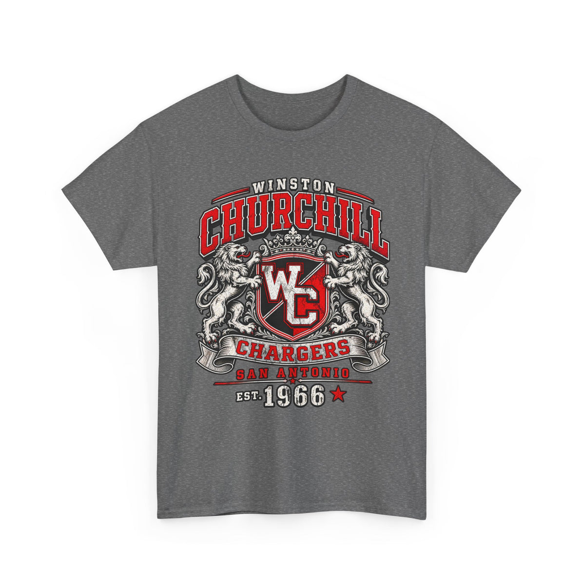 Churchill Chargers Vintage Crest T-Shirt — Winston Churchill 1966 School Spirit Tee