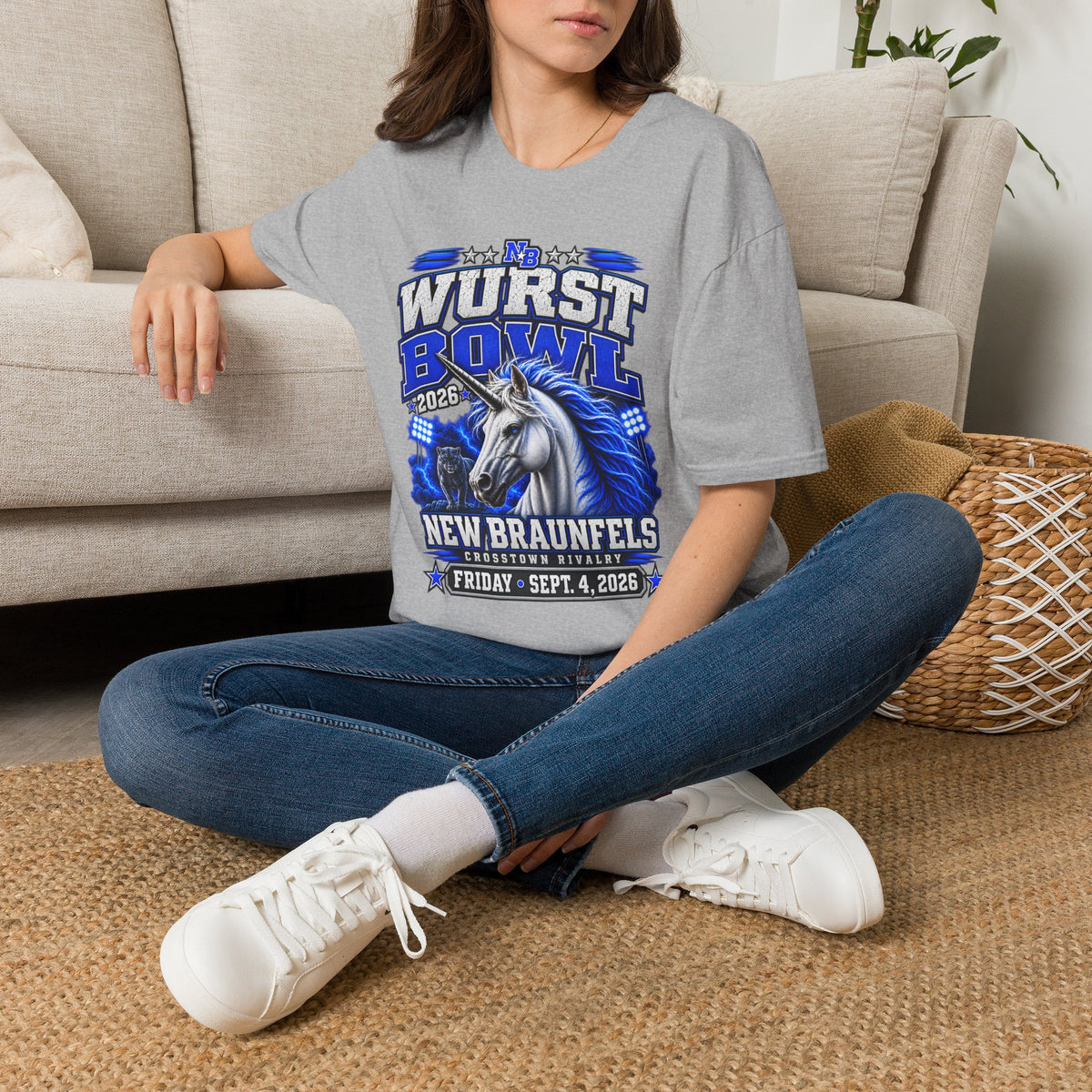 Wurst Bowl T-Shirt — New Braunfels 2026 Unicorn Football Event Tee