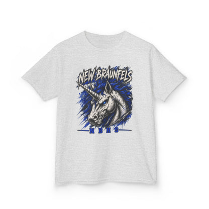 New Braunfels Unicorn Kids T‑Shirt — Blue Graphic Tee for Children