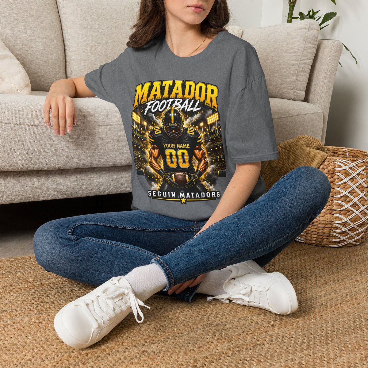 Custom Seguin Matador Football Player Tee | Personalized Name & Jersey Number