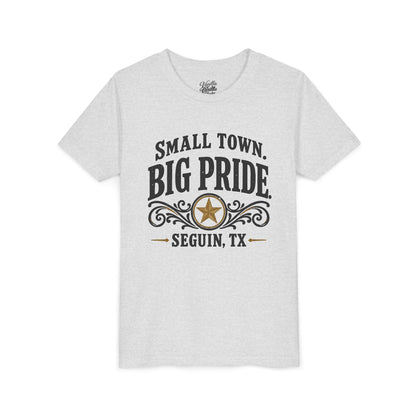 Youth Tee — "Small Town. Big Pride. Seguin, TX" Vintage Star
