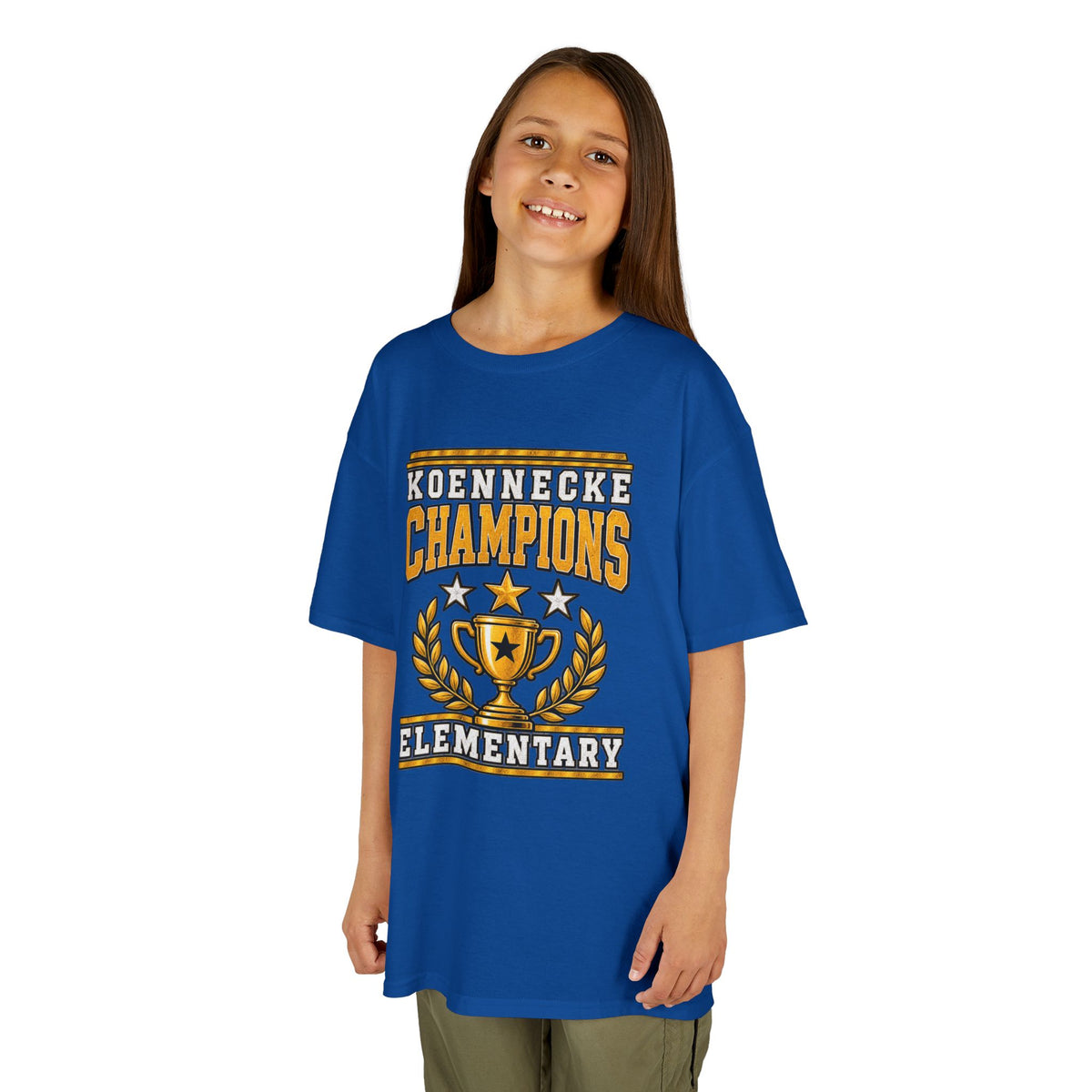Koennecke Champions Elementary Kids T-Shirt — School Spirit Trophy Design