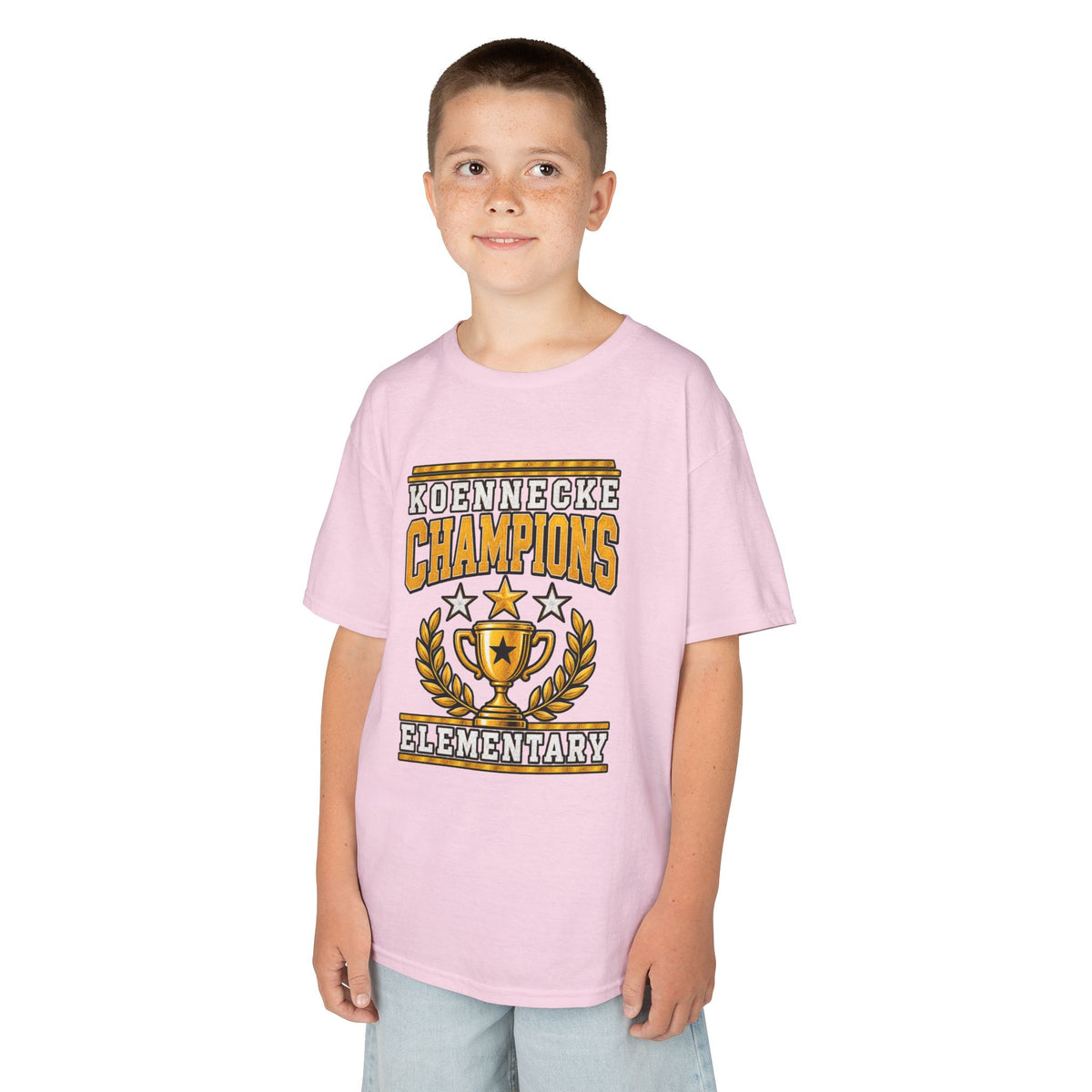 Koennecke Champions Elementary Kids T-Shirt — School Spirit Trophy Design