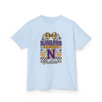 Kids Navarro Elementary Panthers T‑Shirt — Purple & Gold School Spirit Tee