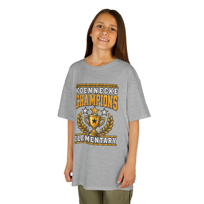 Koennecke Champions Elementary Kids T-Shirt — School Spirit Trophy Design