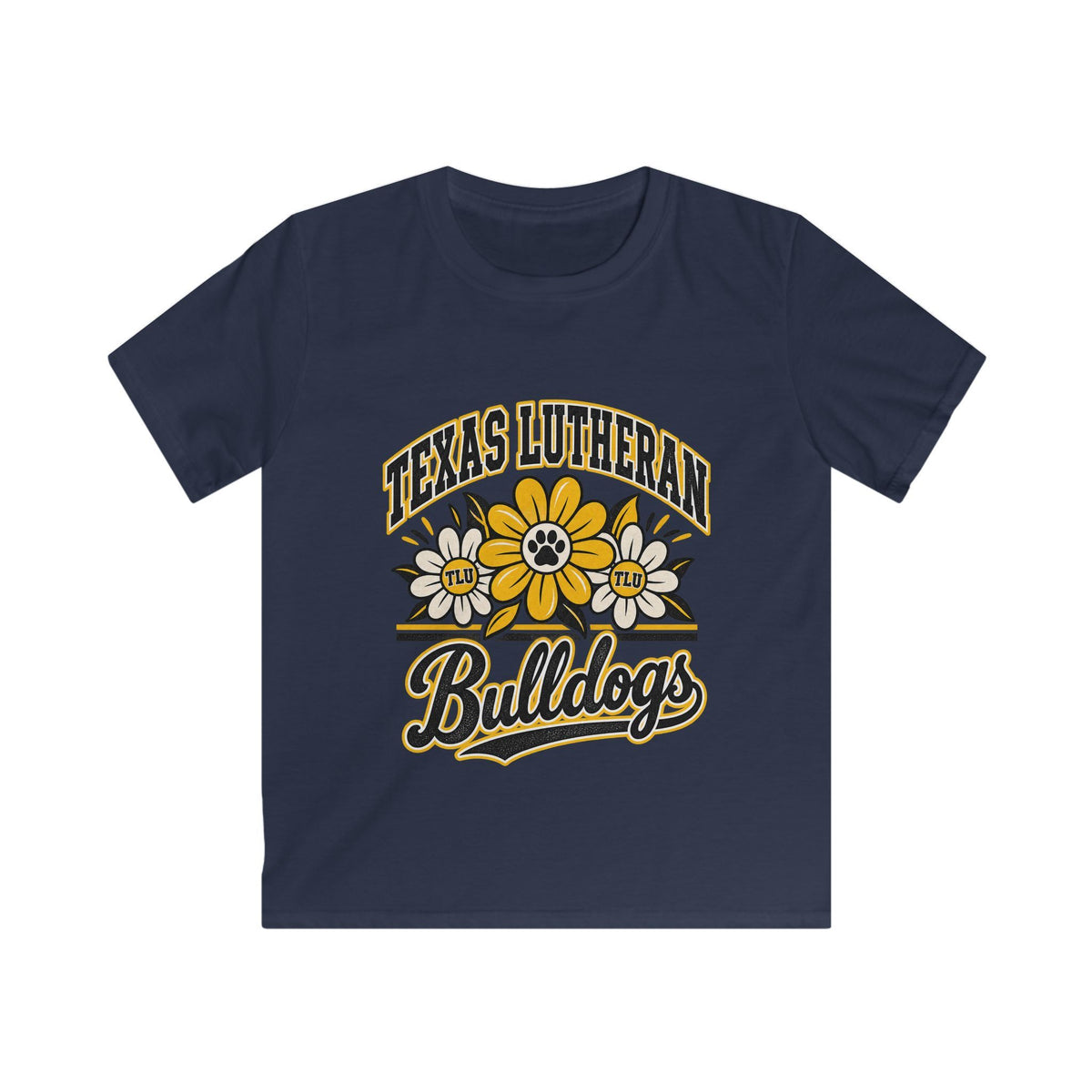 Texas Lutheran Bulldogs Kids T-Shirt — Floral Mascot Youth Tee