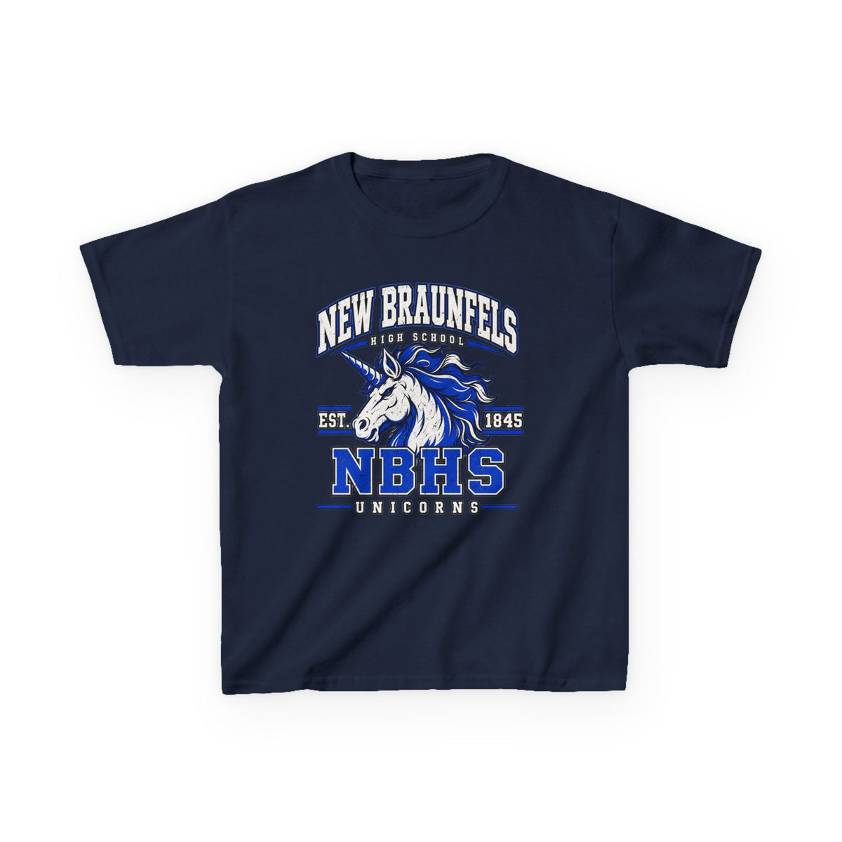 New Braunfels NBHS Unicorn Kids T‑Shirt — School Spirit Tee