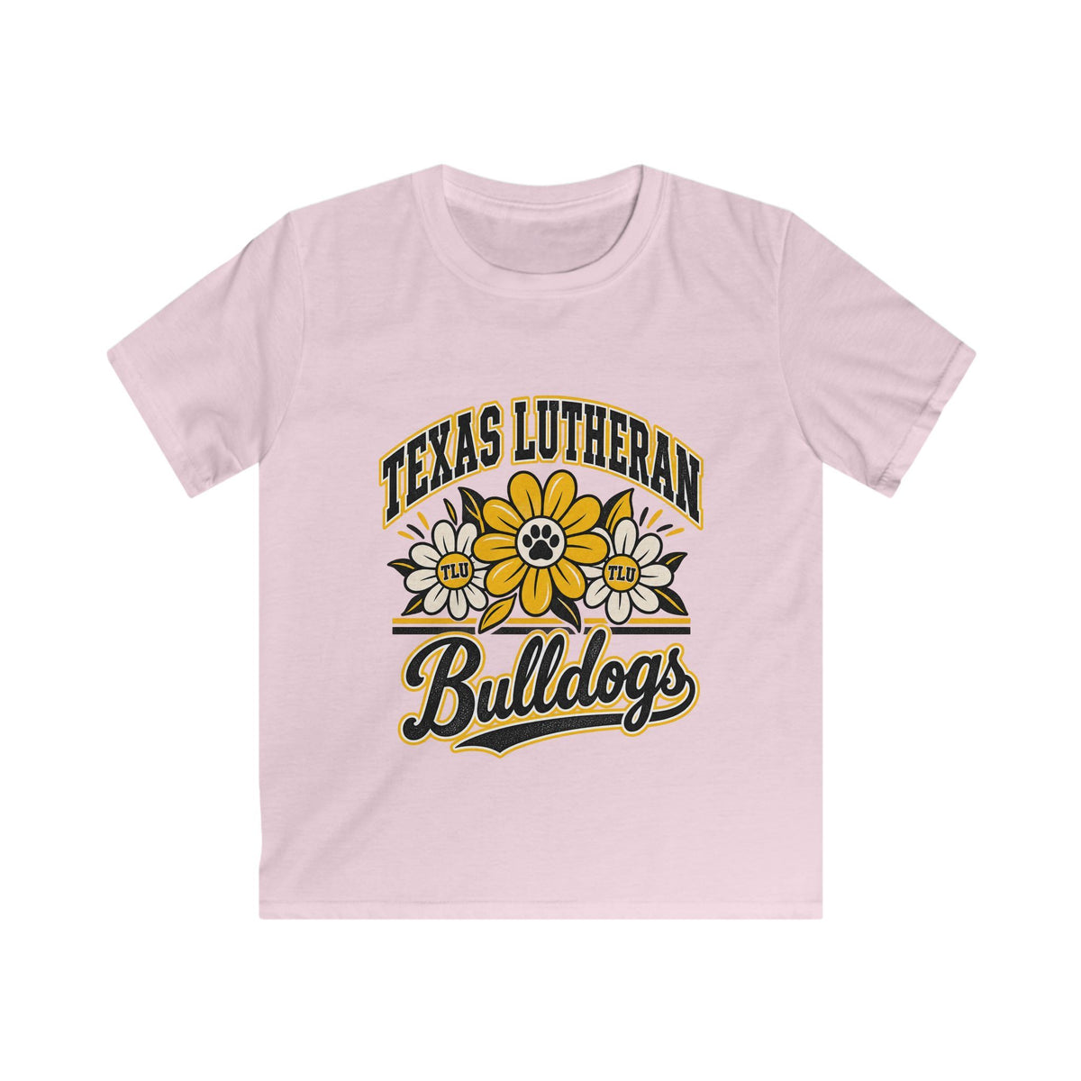 Texas Lutheran Bulldogs Kids T-Shirt — Floral Mascot Youth Tee