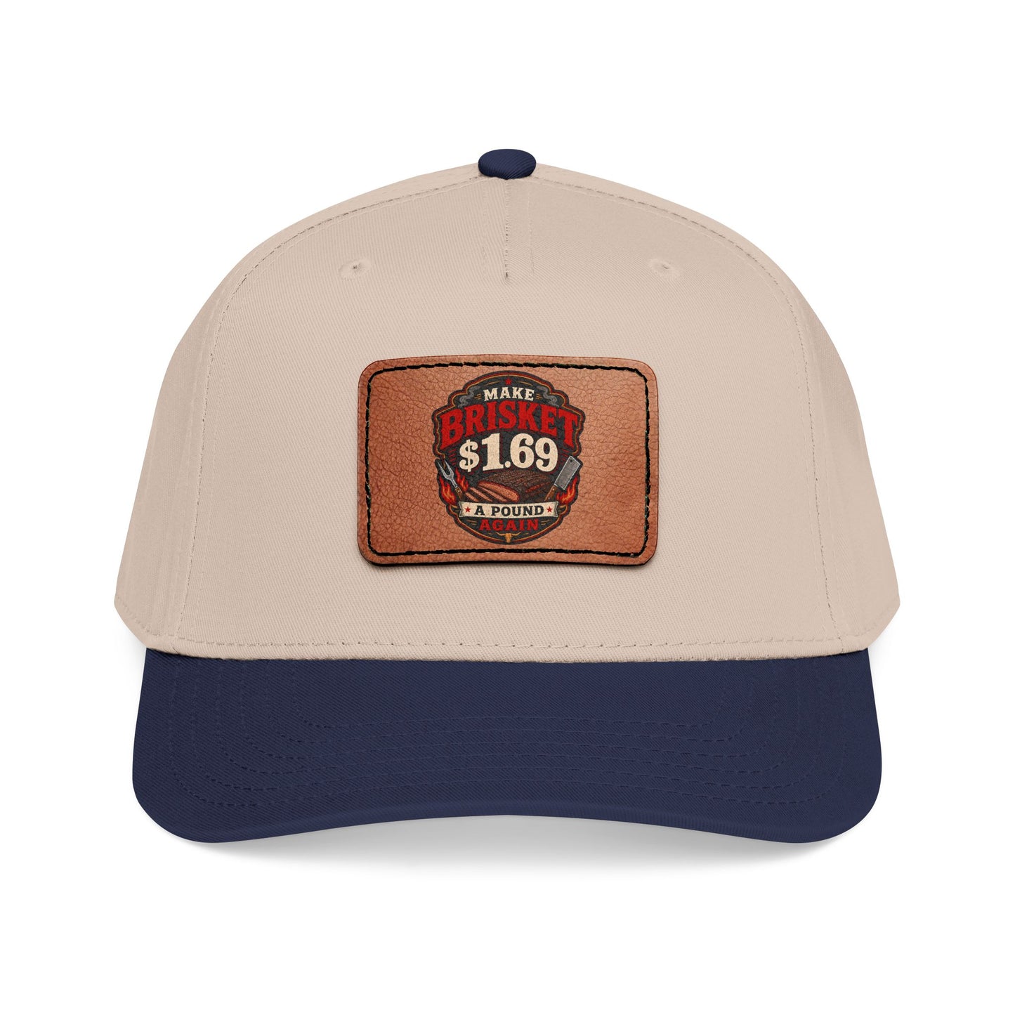 VSA Brisket Mid Profile Baseball Cap with Leather Patch (Rectangle)