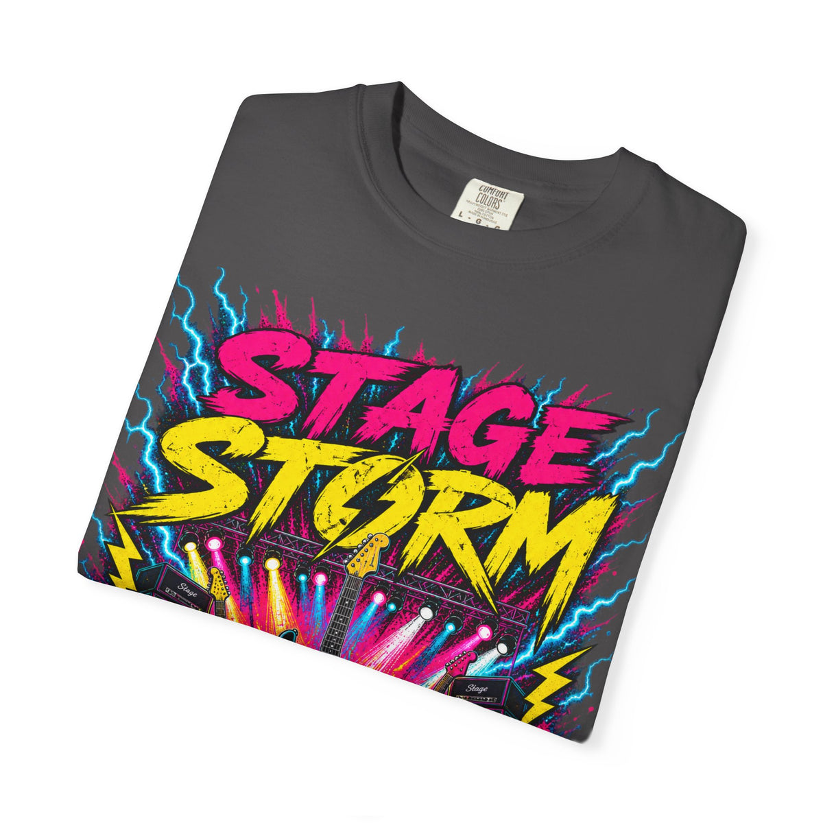 Stage Storm Rock Band T-Shirt — "Stage Storm" Guitar Concert Graphic Tee