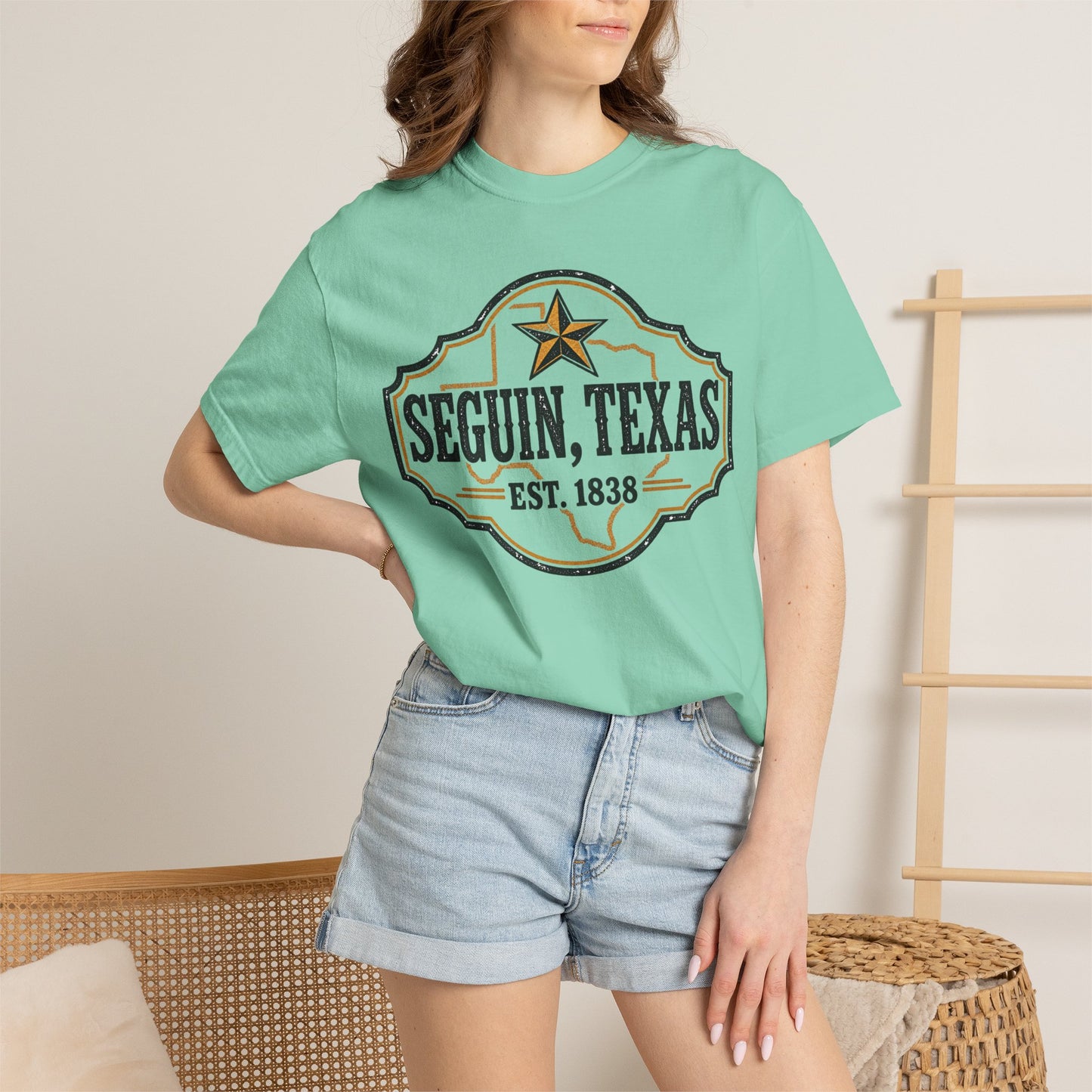Seguin, Texas Vintage Badge T-Shirt — Est. 1838 Cotton Tee