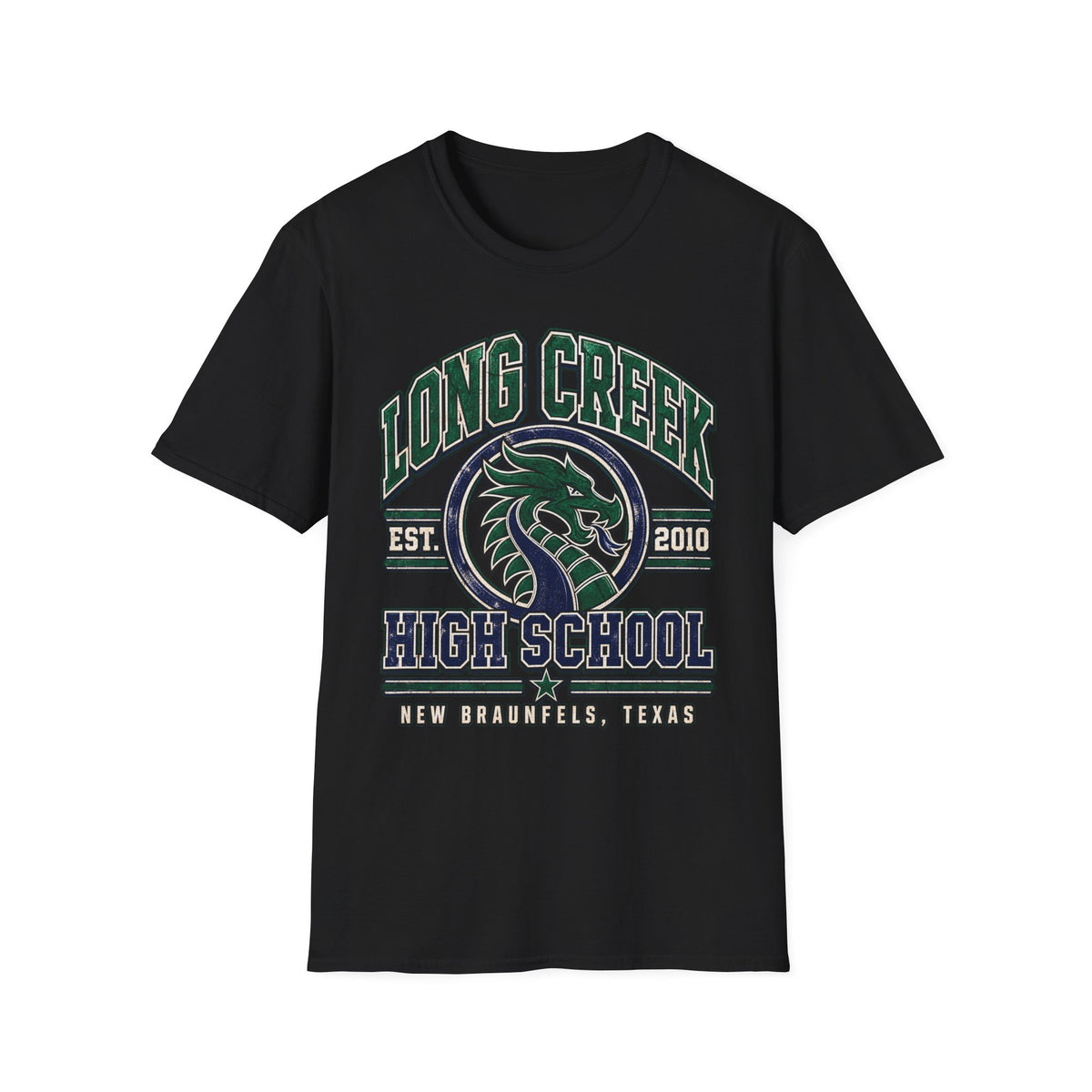 Long Creek High School Mascot T-Shirt — School Spirit Dragon Tee (Established 2010)