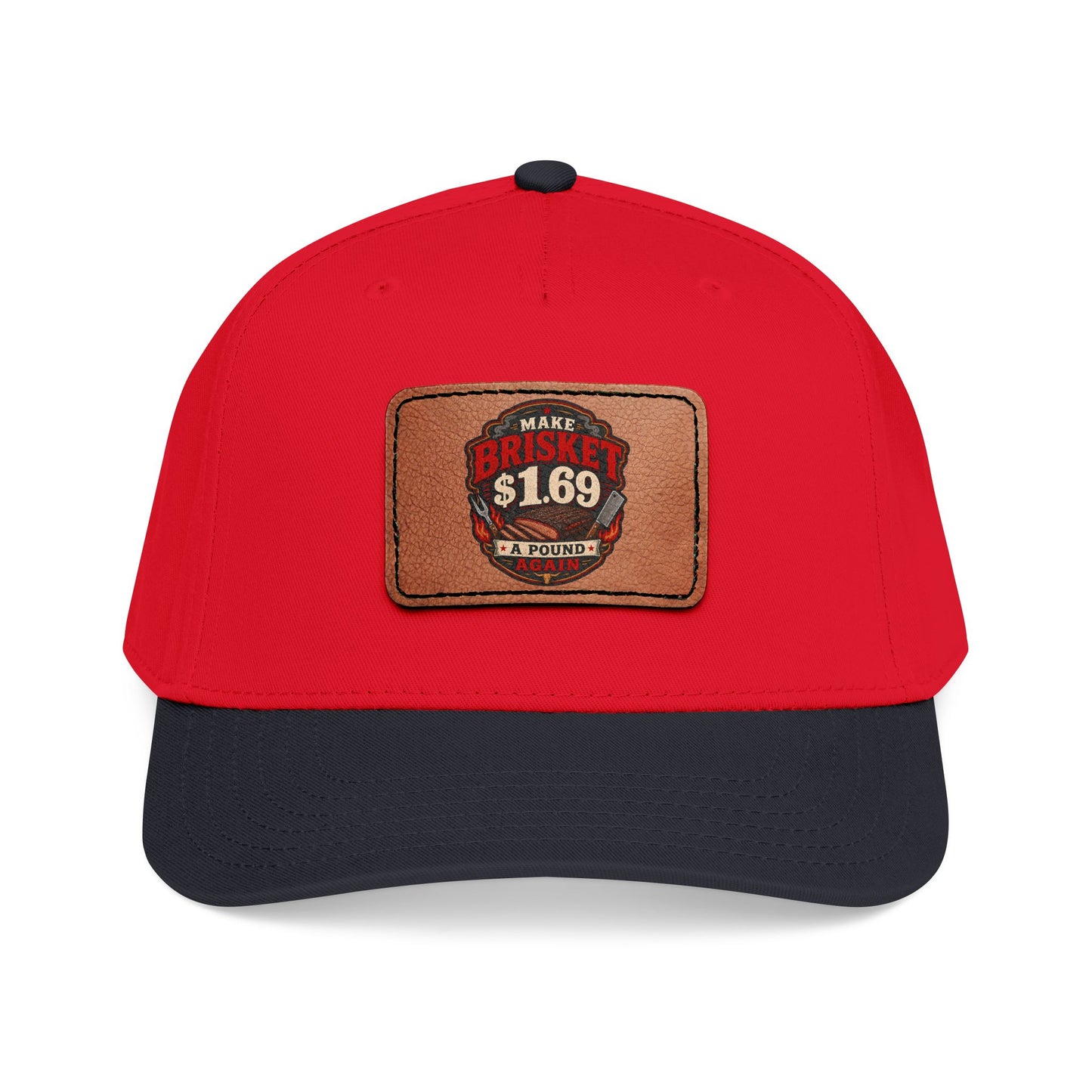 VSA Brisket Mid Profile Baseball Cap with Leather Patch (Rectangle)