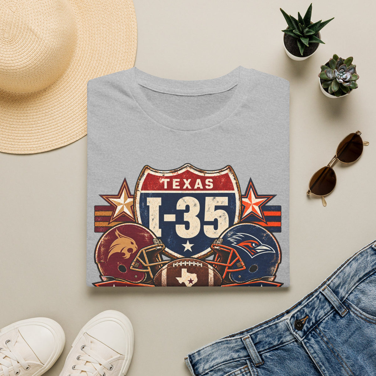 I-35 Texas Showdown Football T-Shirt – Texas State vs UTSA Game Day Tee