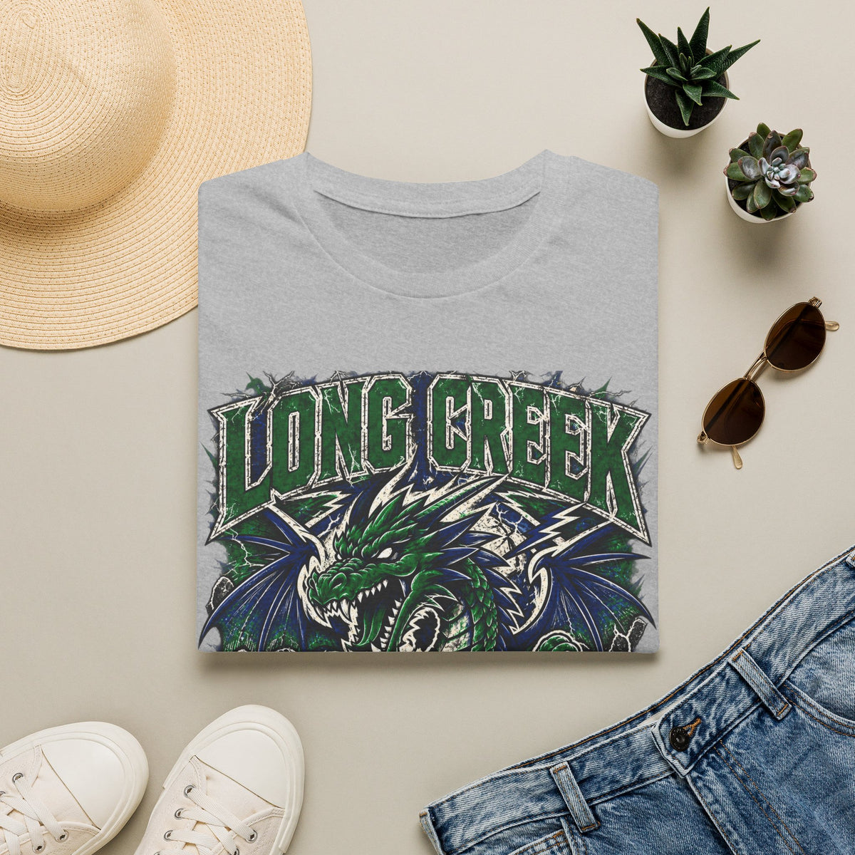 Long Creek Dragons T-Shirt — Vintage Green Dragon School Spirit Tee