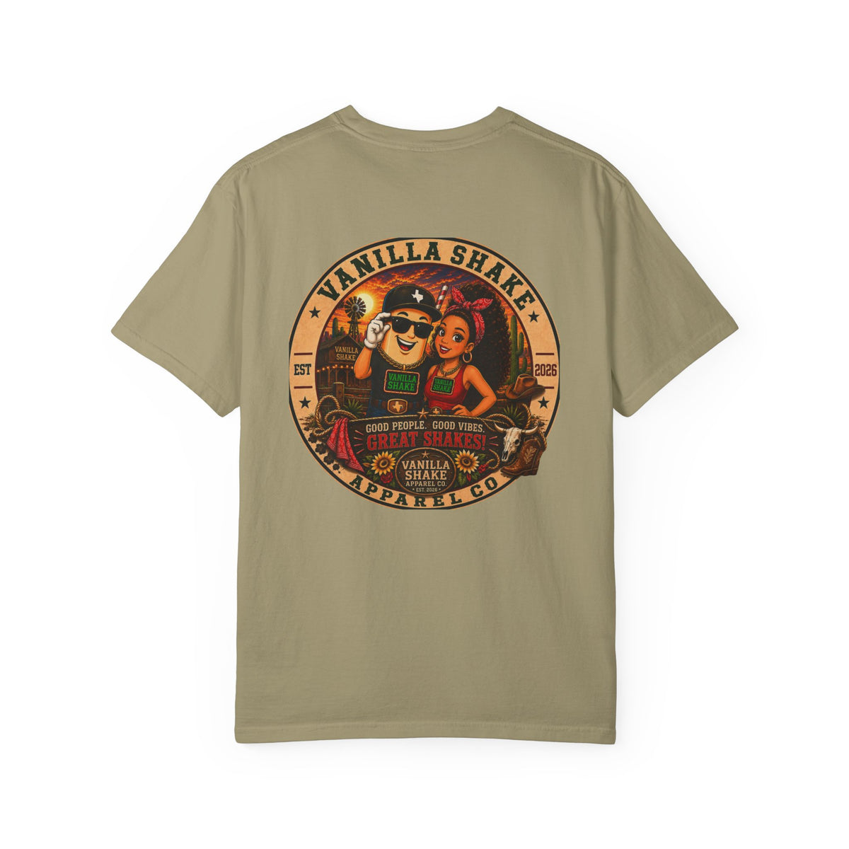 Mr. & Mrs. Shake Logo Unisex Garment-Dyed T-shirt