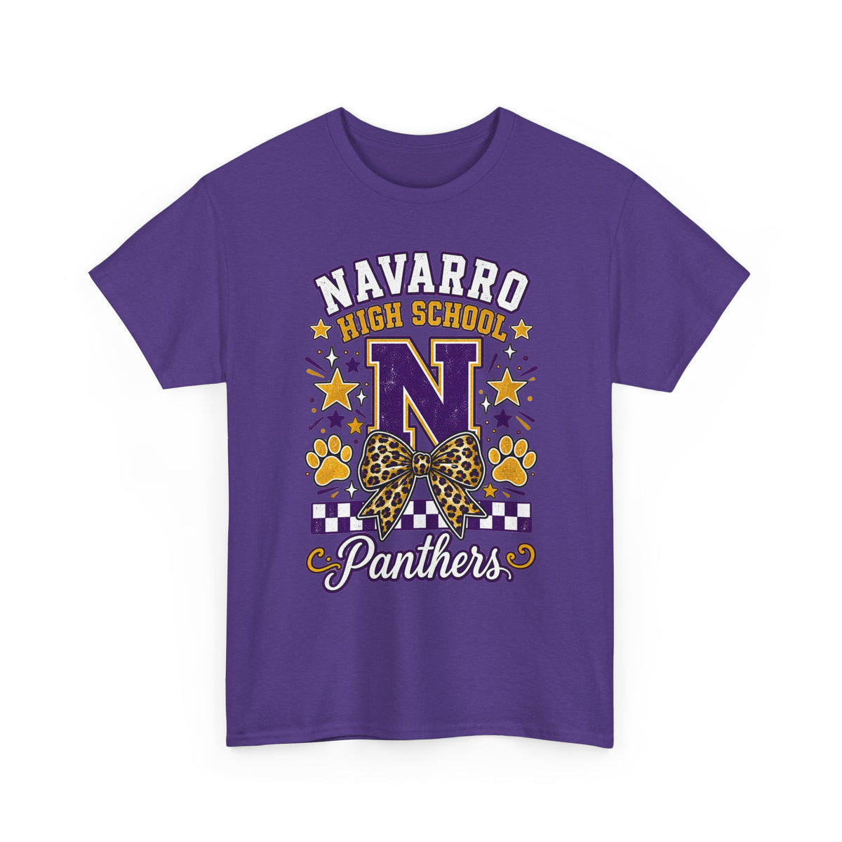 Navarro Panthers High School Tee — 'N' Leopard Ribbon Paw Print Design