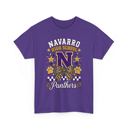 Navarro Panthers High School Tee — 'N' Leopard Ribbon Paw Print Design