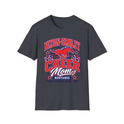 Nixon-Smiley Mustangs Cheer Mom T-Shirt — Personalized School Spirit Tee