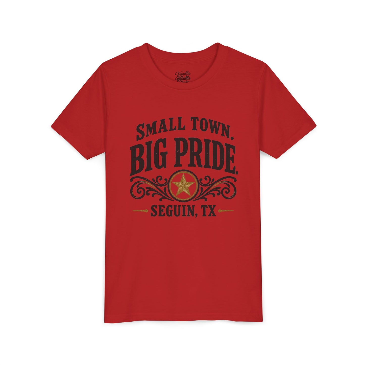 Youth Tee — "Small Town. Big Pride. Seguin, TX" Vintage Star