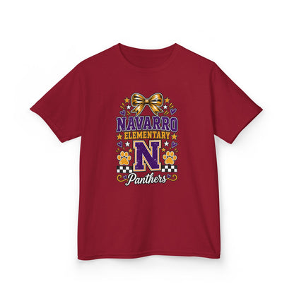 Kids Navarro Elementary Panthers T‑Shirt — Purple & Gold School Spirit Tee