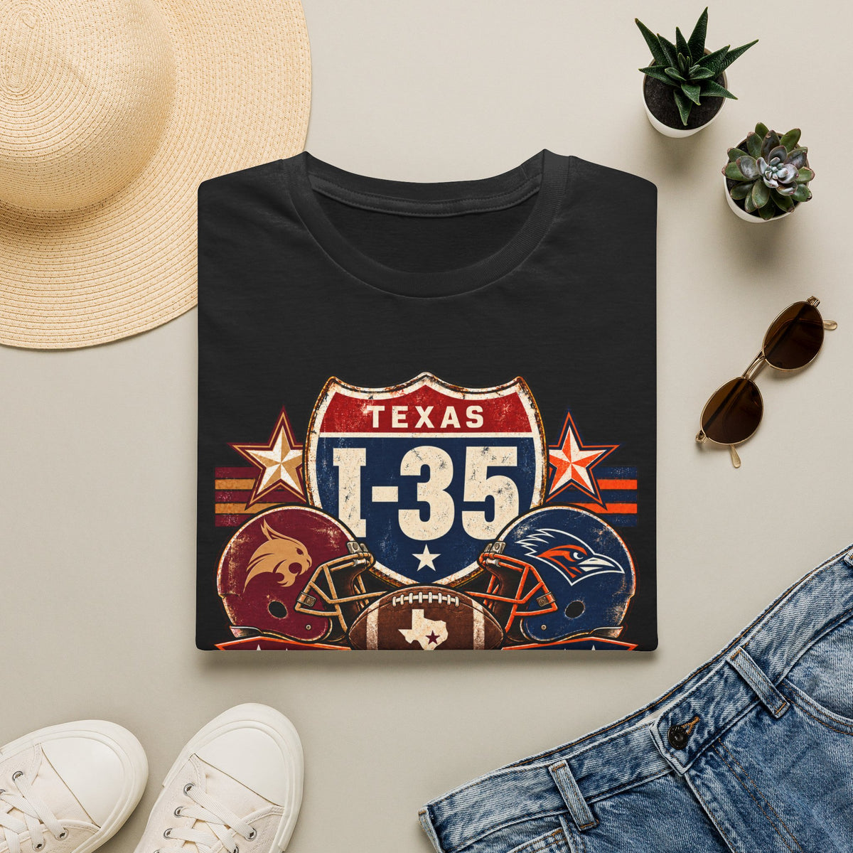 I-35 Texas Showdown Football T-Shirt – Texas State vs UTSA Game Day Tee