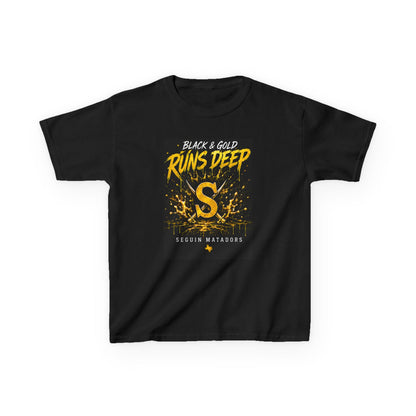 Kids T-Shirt — "Black & Gold Runs Deep" Seguin Matadors Tee