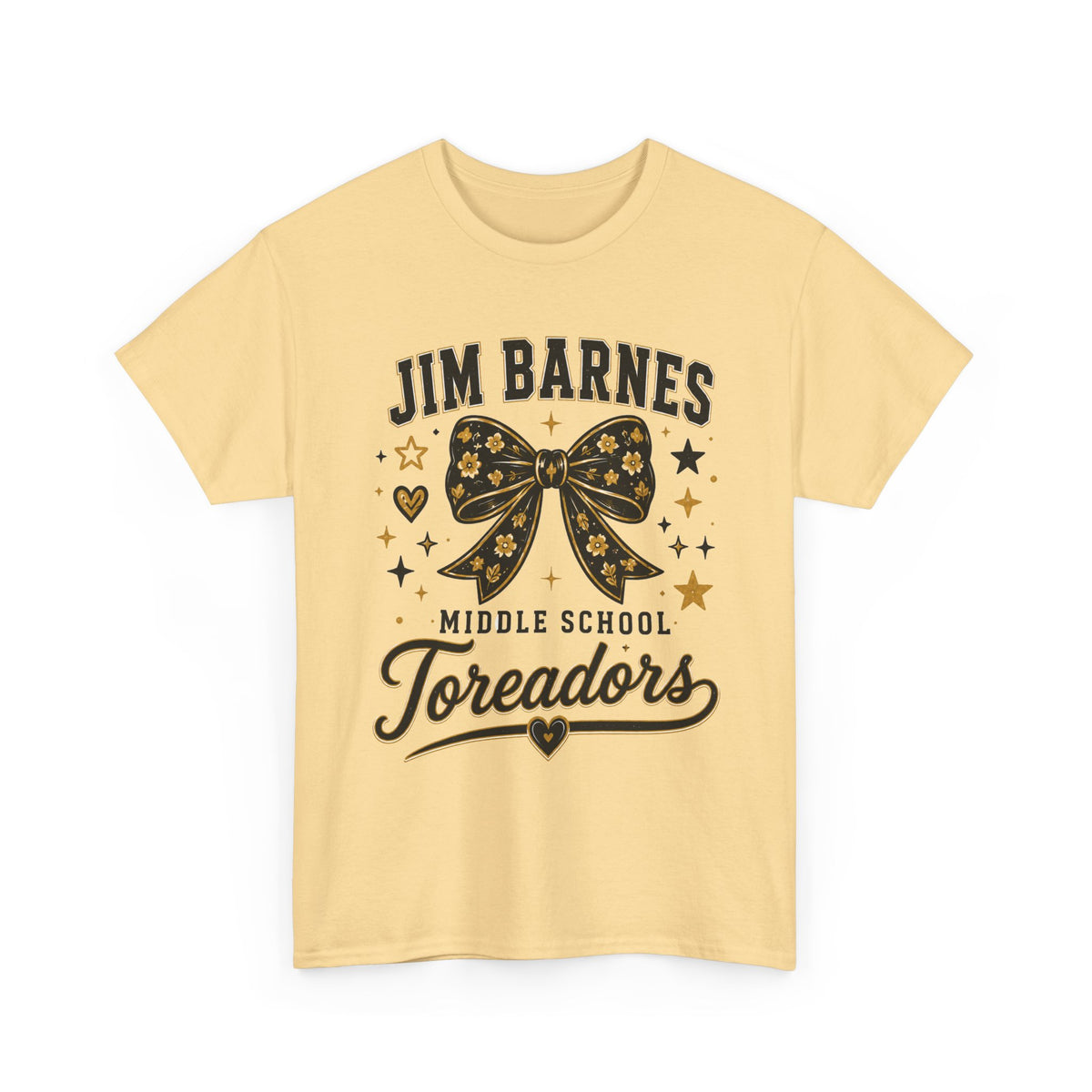T-Shirt — Jim Barnes Middle School Toreadors Cheer Bow Design