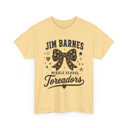 T-Shirt — Jim Barnes Middle School Toreadors Cheer Bow Design
