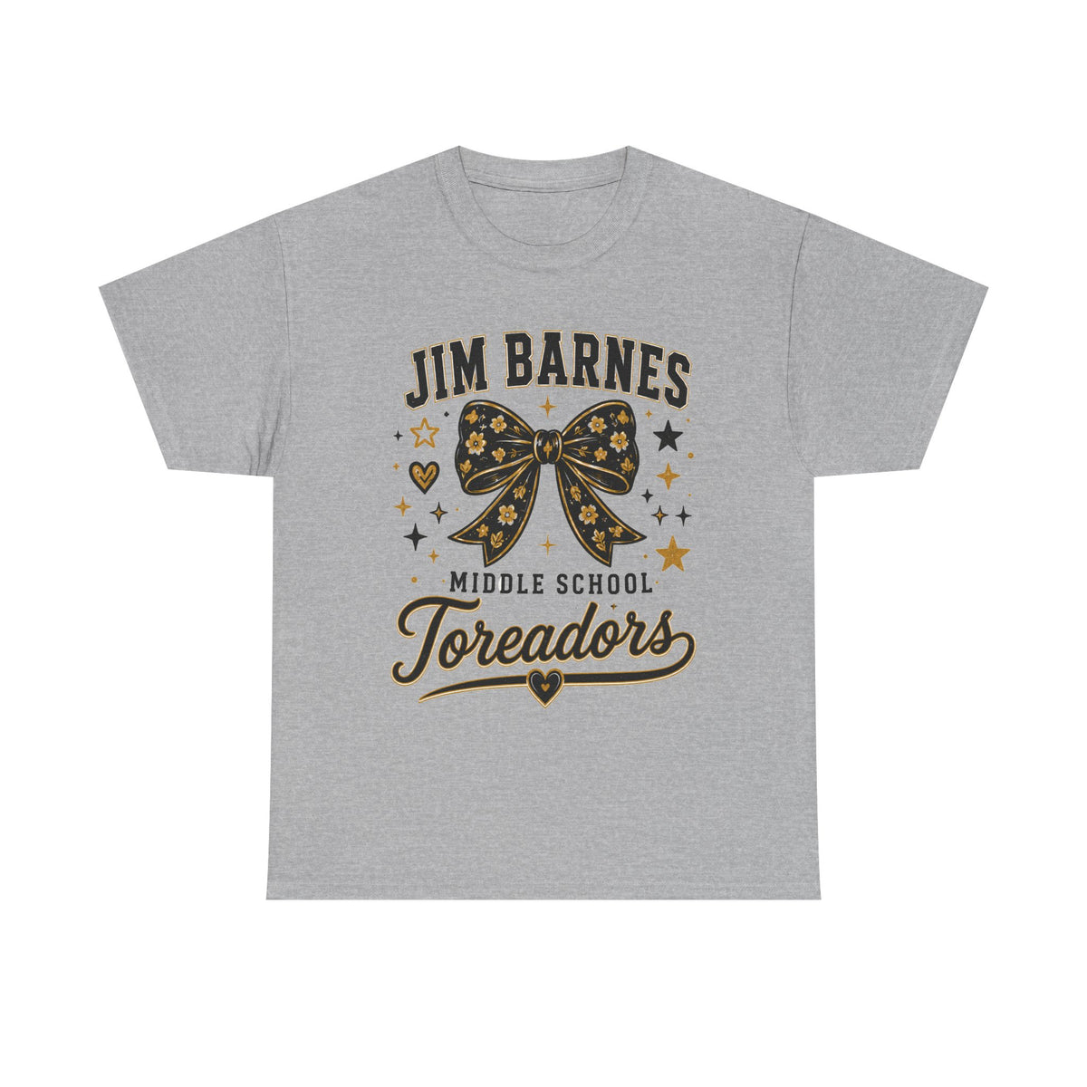 T-Shirt — Jim Barnes Middle School Toreadors Cheer Bow Design