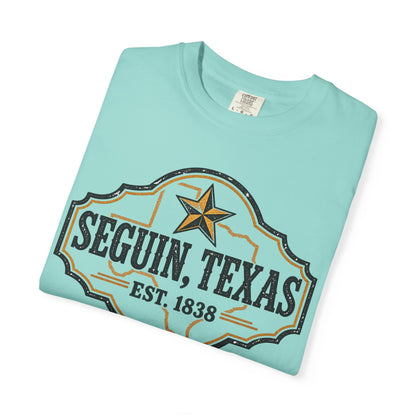 Seguin, Texas Vintage Badge T-Shirt — Est. 1838 Cotton Tee