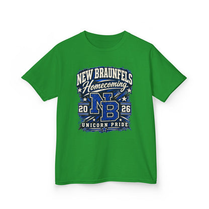 New Braunfels Homecoming 2026 Kids T‑Shirt — NB Unicorn Pride School Spirit Tee