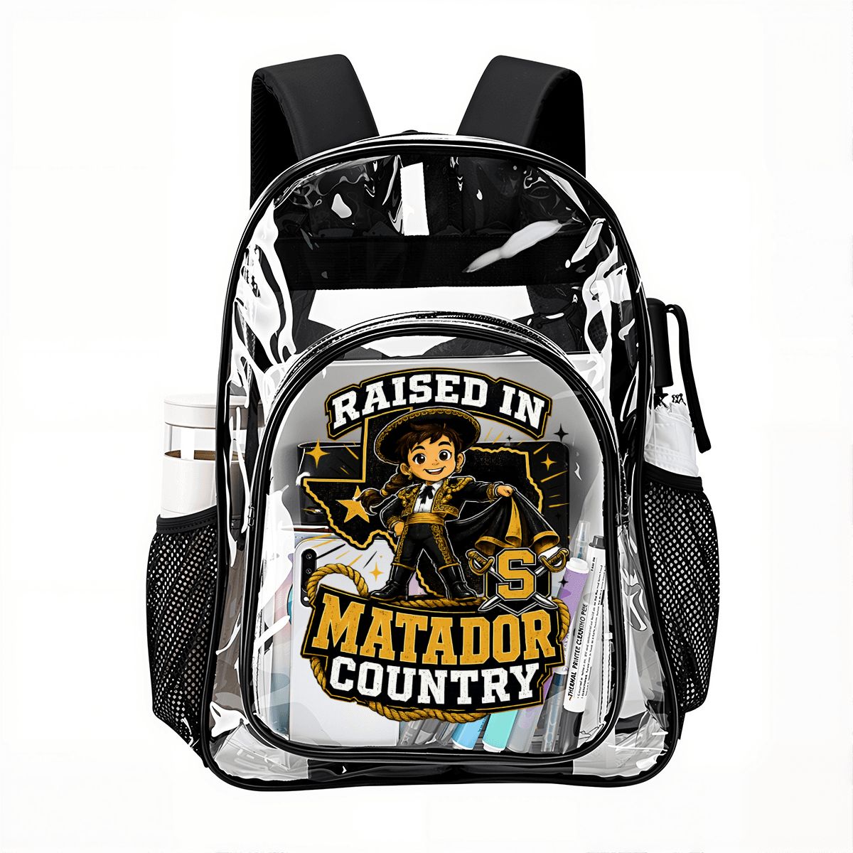 Seguin Junior Lady Matador Clear Backpack with Mesh Pocket