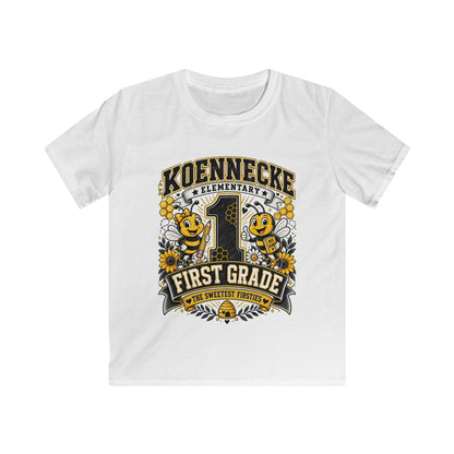 First Grade Kids Tee — 'Koennecke Elementary' Back-to-School Bee Design