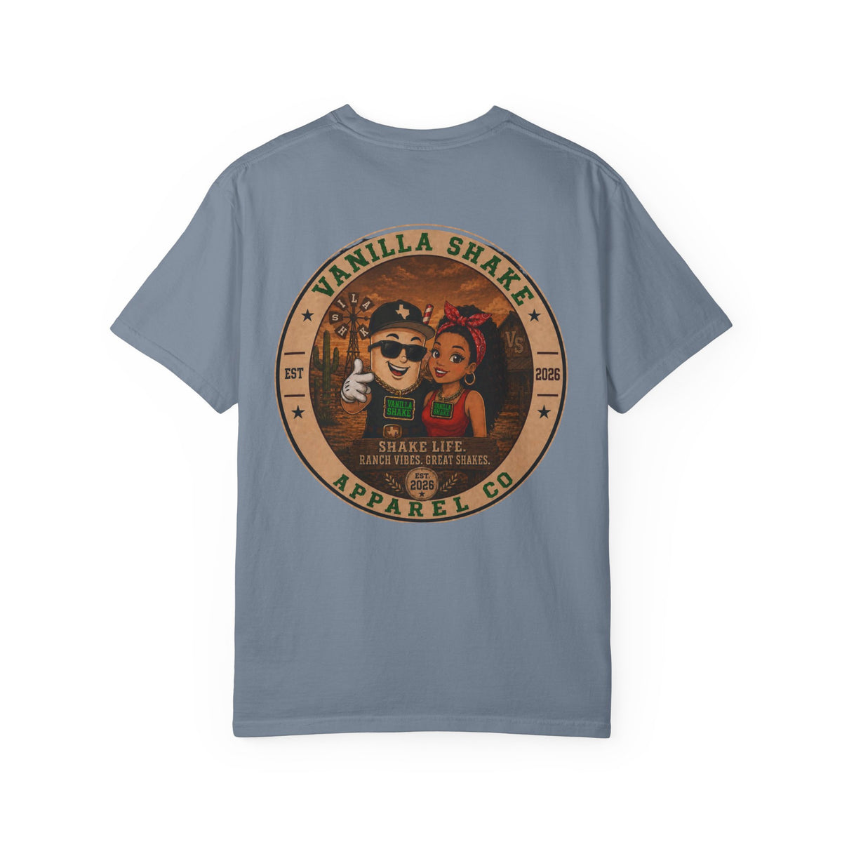 Mr. & Mrs. Shake Logo 2 - Unisex Garment-Dyed T-shirt