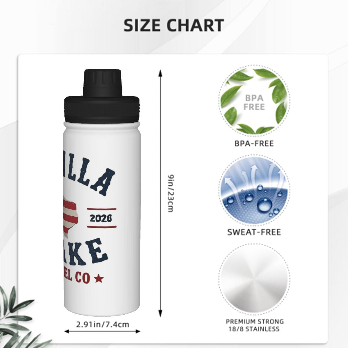 RWB Logo Sports Insulated Water Bottle (18oz) 7197 7639 4065