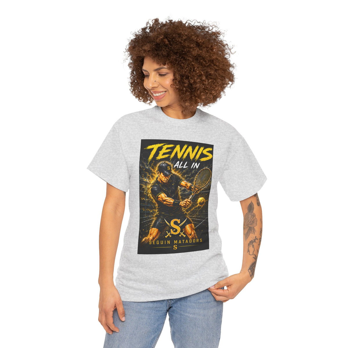 Tennis All In Graphic Tee — Vintage Tennis Player Poster Shirt