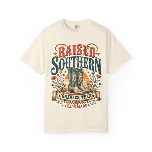 Raised Southern T-Shirt — Gonzales, Texas Retro Western Tee