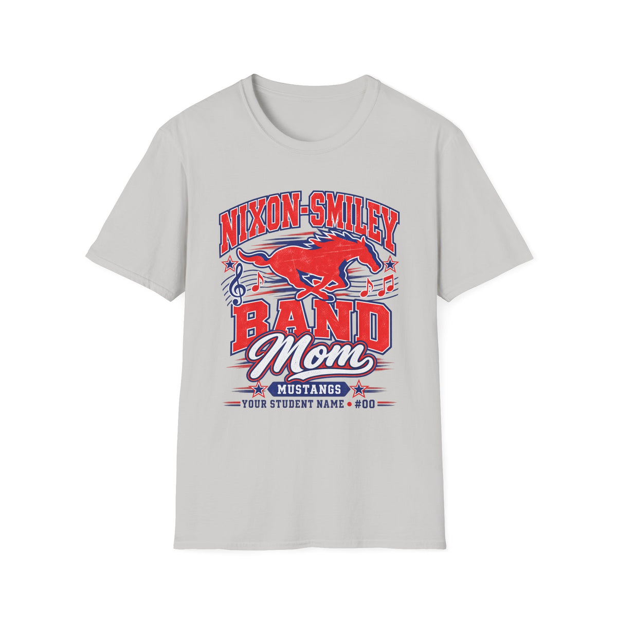 Mustangs Band Mom T-Shirt — Nixon-Smiley Band Support Tee