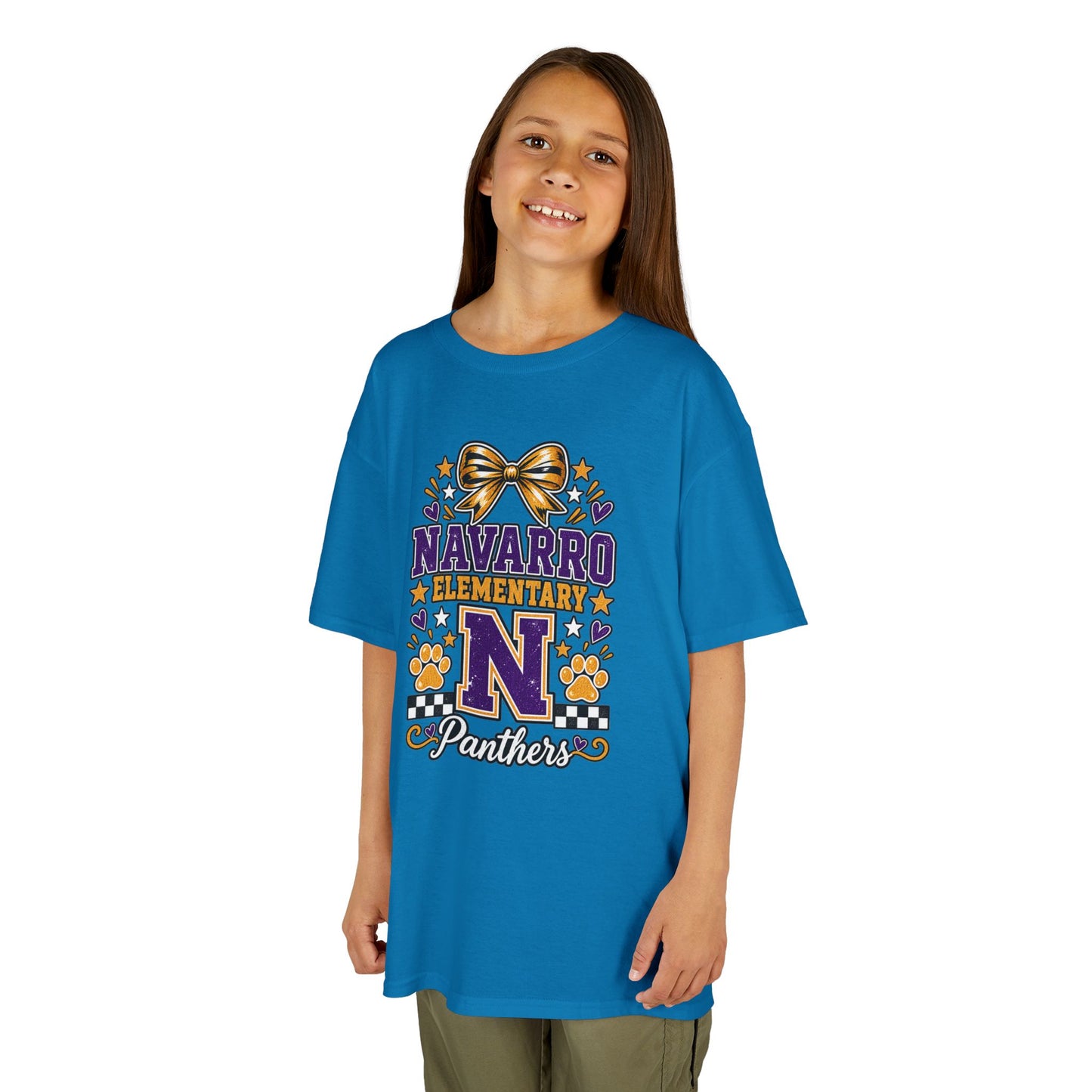 Kids Navarro Elementary Panthers T‑Shirt — Purple & Gold School Spirit Tee
