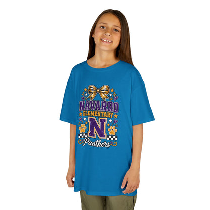 Kids Navarro Elementary Panthers T‑Shirt — Purple & Gold School Spirit Tee